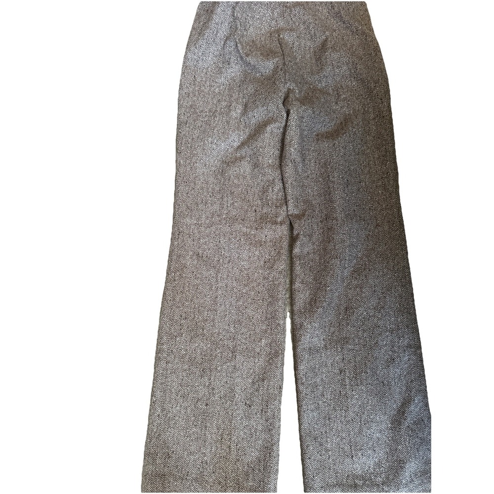 TALBOTS‎ Wool Blend Wide Leg Pants Herringbone Pattern Brown Beige SZ 6